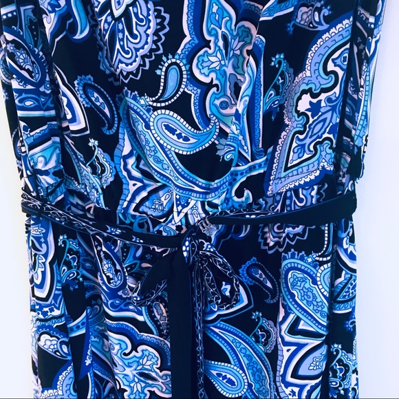 INC Blue Paisley Cowl Neck Sleeveless Dress - Picture 4 of 8